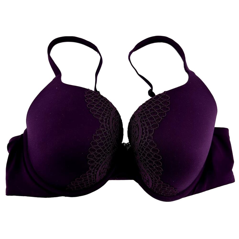 Victoria's Secret Perfect Shape Smooth Push-Up Bra Lace Underwired Purple 34D